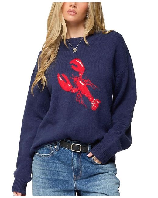 Edikted Blue Don'T Be Shellfish Knit Sweater