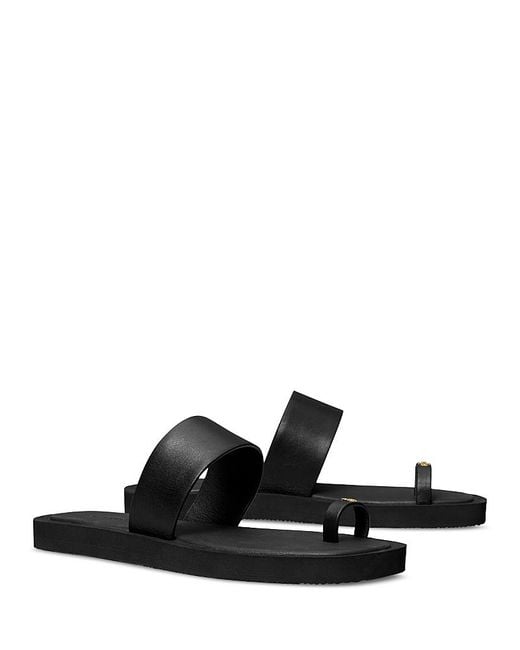 Tory Burch Black Toe Ring Flip Flop Sandals