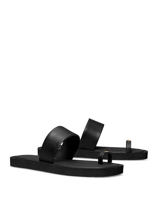 Tory Burch Black Toe Ring Flip Flop Sandals