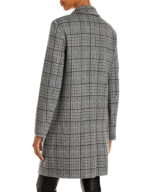 Theory Wool Plaid Coat in Gray Lyst
