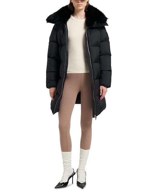 Moose Knuckles Black Belle Dune Shearling Trim Down Coat