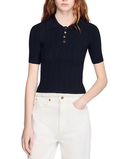 Sandro Blue Knit Polo