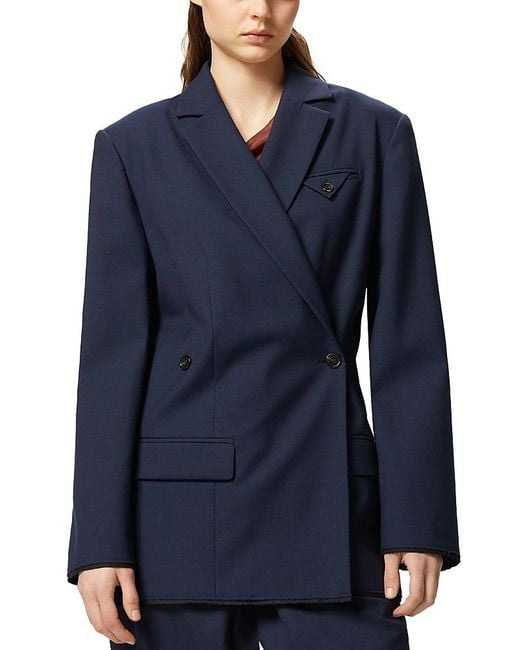 Pinko Blue Wool Blend Double Breasted Jacket
