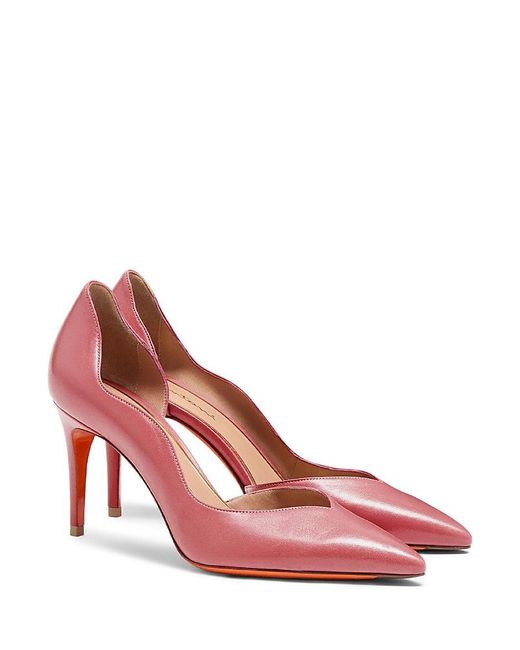 Santoni Pink Leather High-Heel Pump