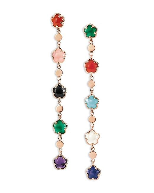 Pasquale Bruni White 18K Figlia Dei Fiori Multi Stone Flower Linear Drop Earrings