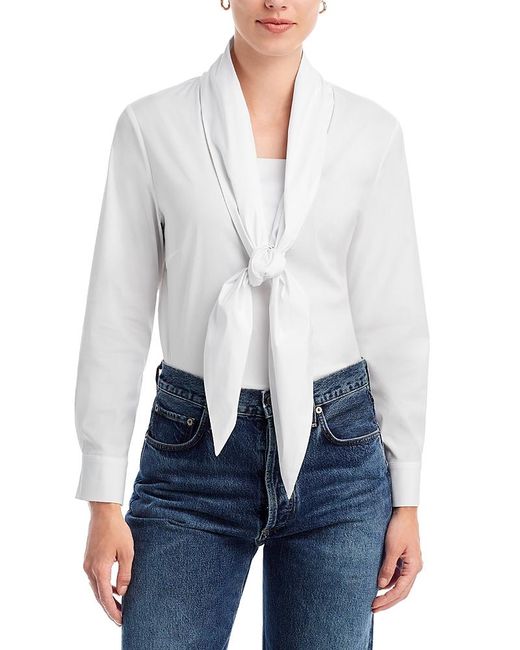 Misook White Tie Neck Top