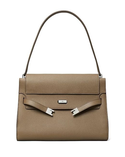 Tory Burch Metallic Lee Radziwill Pebble Leather Large Shoulder Bag