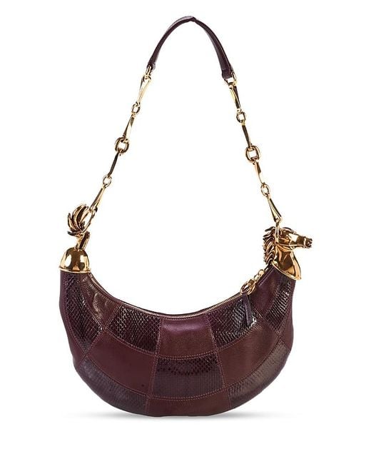 Chloé Purple Chain Horse Checkered Leather Shoulder Bag