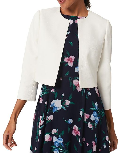 Hobbs White Elize Open Front Jacket