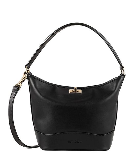 Sandro Black Small Leather Bucket Bag