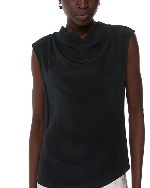 Whistles Black Crinkle Sleeveless Tank Top
