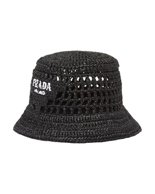 Prada Black Crochet Bucket Hat