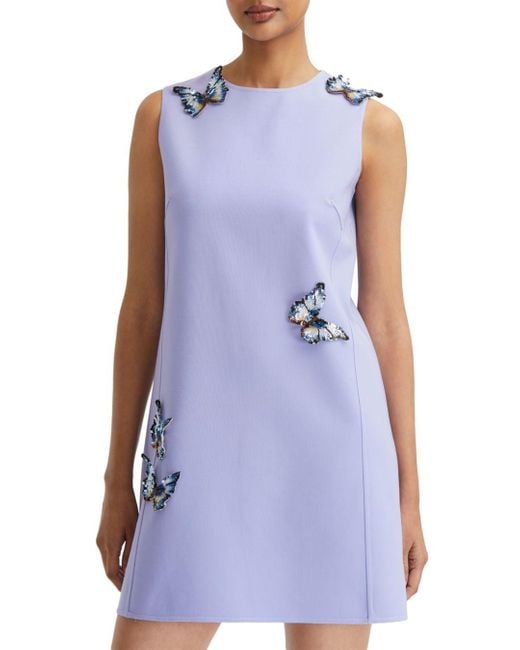 Oscar de la Renta Butterfly Embroidered Dress in Purple Lyst