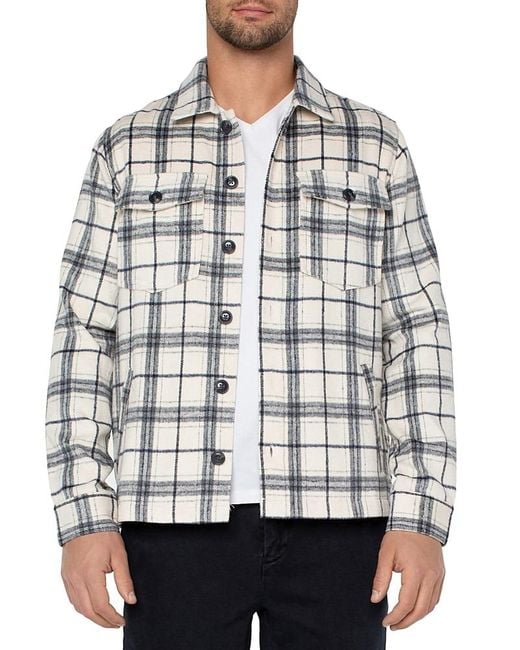 Liverpool Los Angeles Gray Plaid Shirt Jacket for men