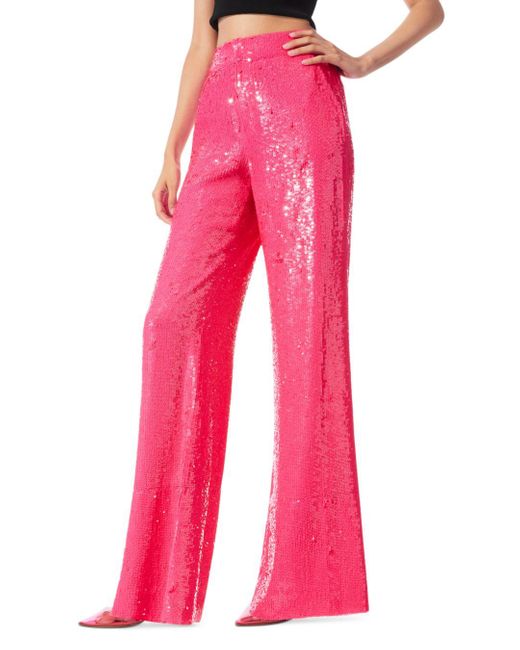Alice + Olivia Synthetic Alica And Olivia Dylan Sequined Wide Leg Pants in Pink | Lyst Canada
