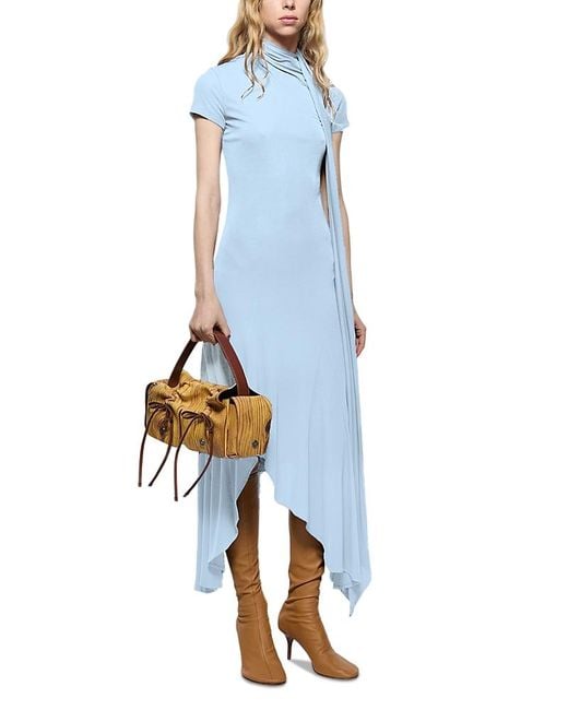 Acne Blue Drape Neck Dress