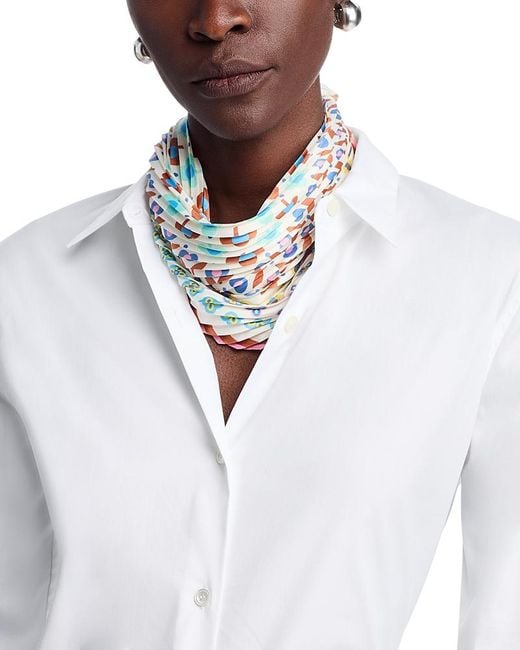Echo White Clover Pleated Diamond Scarf