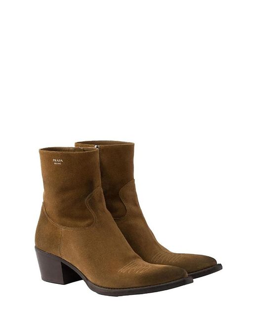 Prada Brown Suede Booties