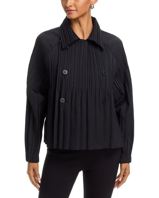 Pleats Please Issey Miyake Smooth Coat in Blue | Lyst