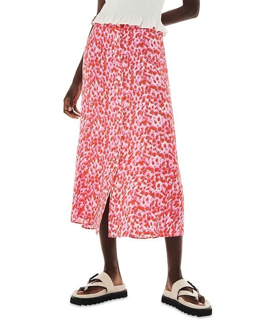 Whistles Blurred Strokes Button Front Midi Skirt