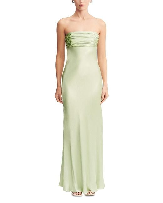 Shona Joy La Lune Strapless Ruched Bodice Gown in Green | Lyst
