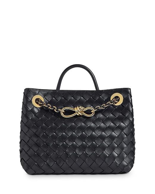 Bottega Veneta Black Small Andiamo Chain Top Handle Bag