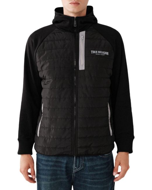 True Religion Colorblocked Puffer Jacket in Black for Men Lyst