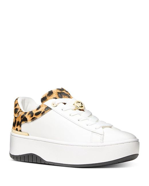 Michael Kors White Dottie Lace Up Sneakers