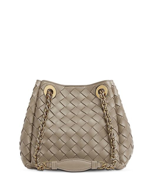 Bottega Veneta Natural Small Parachute Intrecciato Leather Shoulder Bag
