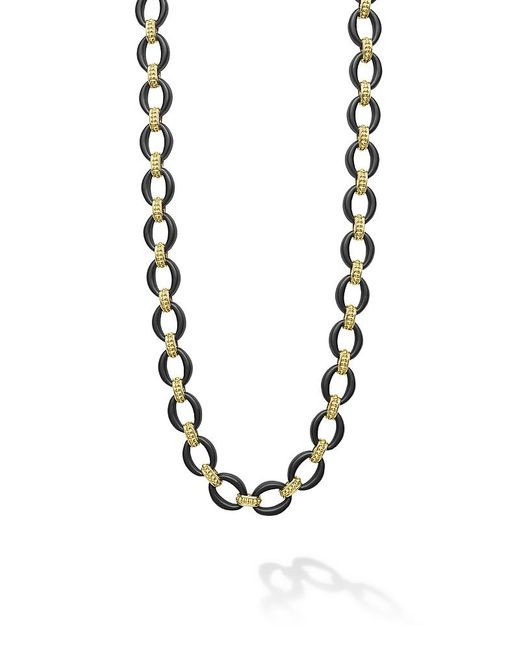 Lagos Metallic 18K Matte Ceramic Oval Link Necklace
