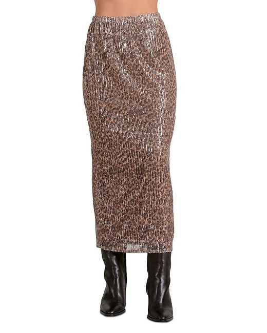 Elan Brown Sequinned Pull On Skirt