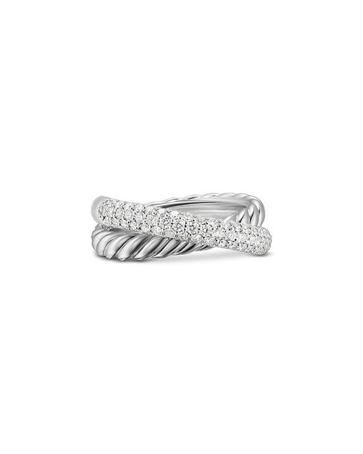 David Yurman White Crossover Two Row Ring