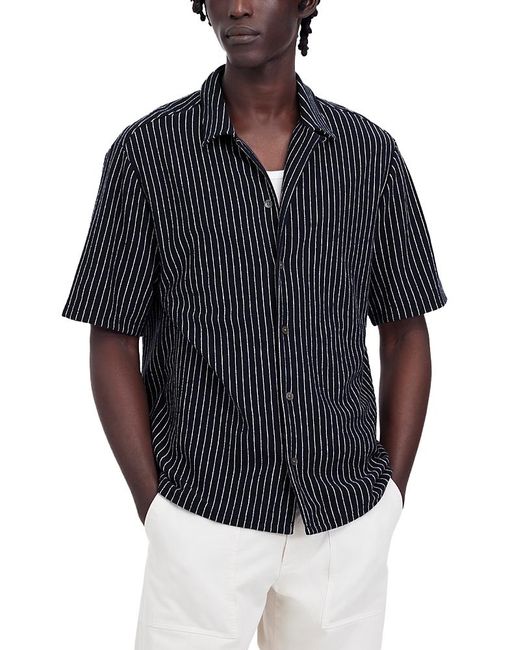 Madewell Blue Textured Stripe Short Sleeve Shirt for men