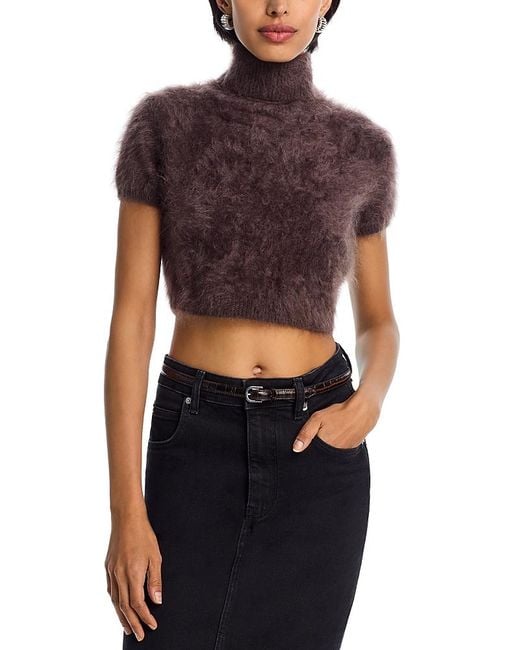 FRAME Black The Teddy Cashmere Cropped Turtleneck Sweater