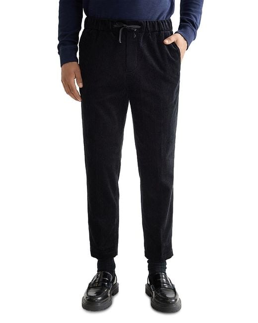 Scotch & Soda Black Fave Relaxed Tapered Fit Corduroy Pants for men