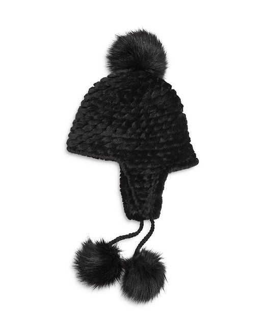 Jocelyn Black Faux Fur Pom Pom Trapper Hat