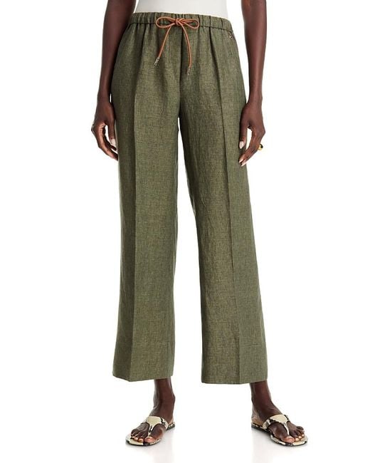 Herno Green Linen Drawstring Pants