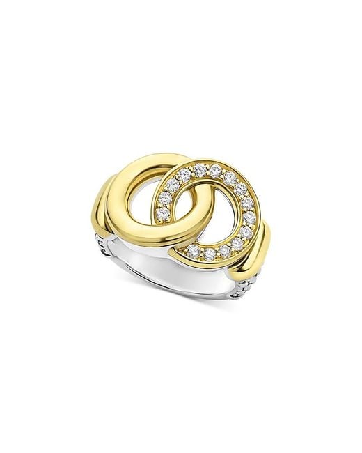 Lagos Metallic Two Tone Interlocking Diamond Statement Ring, 0.34 Tcw