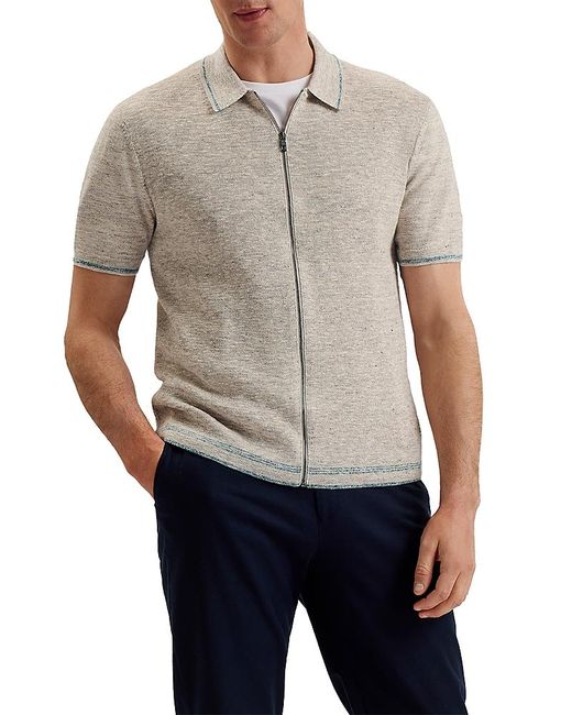 Ted Baker Gray Rojor Textured Zip Front Shirt for men
