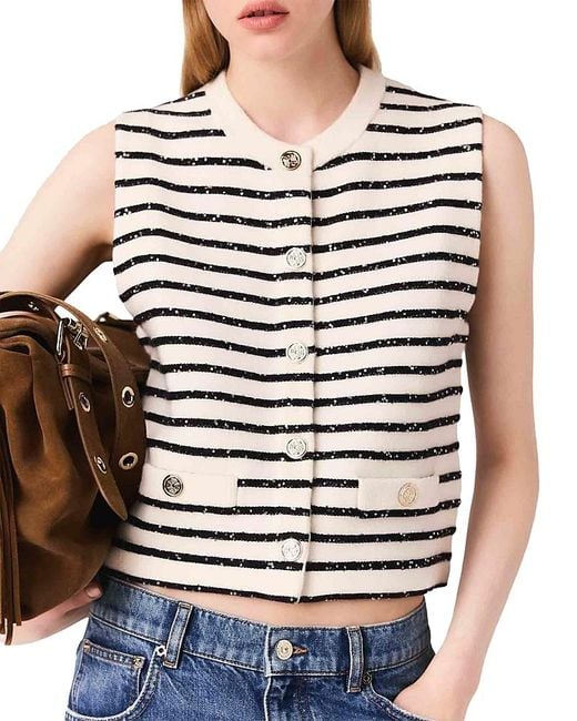 Maje Multicolor Leli Button Front Top