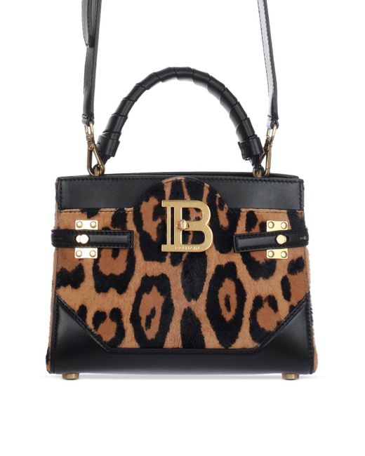 Balmain B Buzz 22 Top Handle Leopard Print Calf Hair Bag in Black Lyst