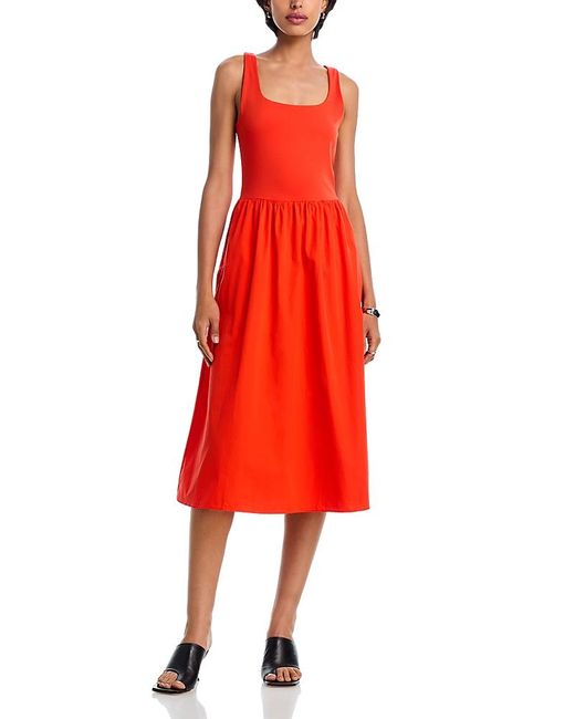Spanx Red Mixed Media Tank Midi Dress