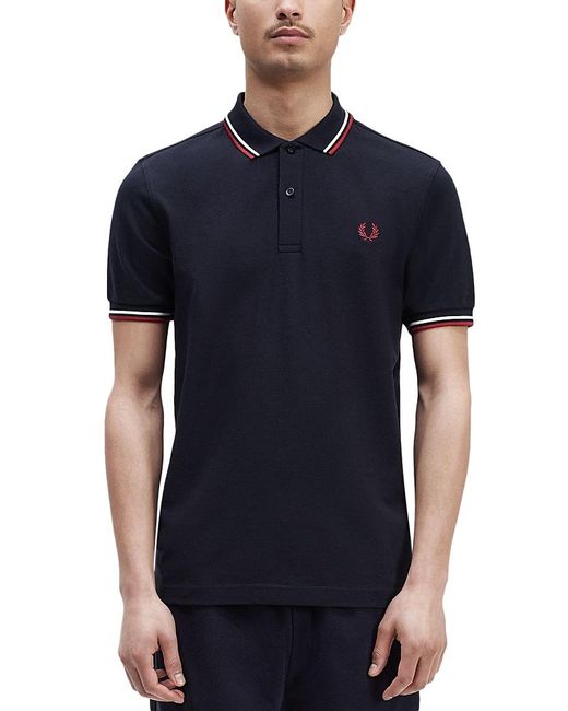Fred Perry Blue Twin Tipped Slim Fit Polo for men