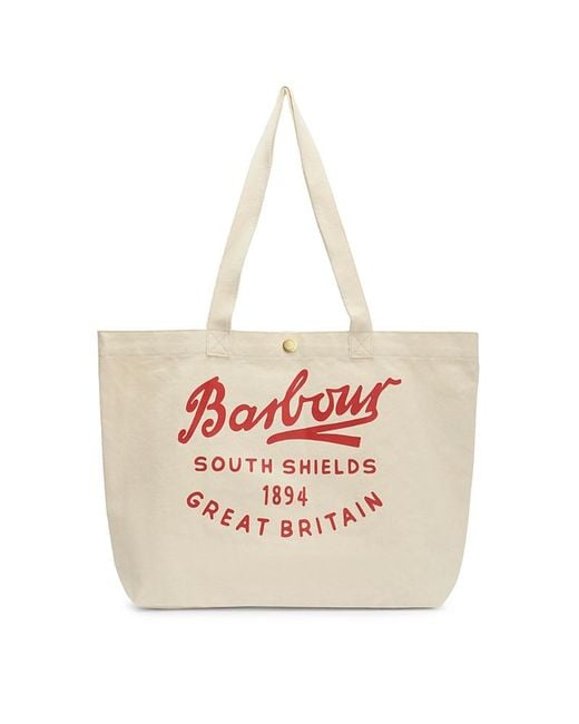 Barbour White Script Tote