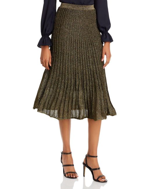 Lucy Paris Synthetic Wren Pleated Metallic Skirt - Lyst