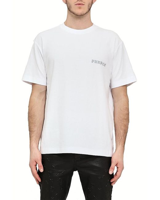Purple Brand White Textured Graphic Logo Tee for men