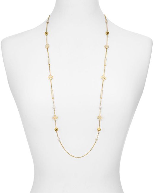 Tory Burch Kira Rosary Necklace in Metallic - Lyst