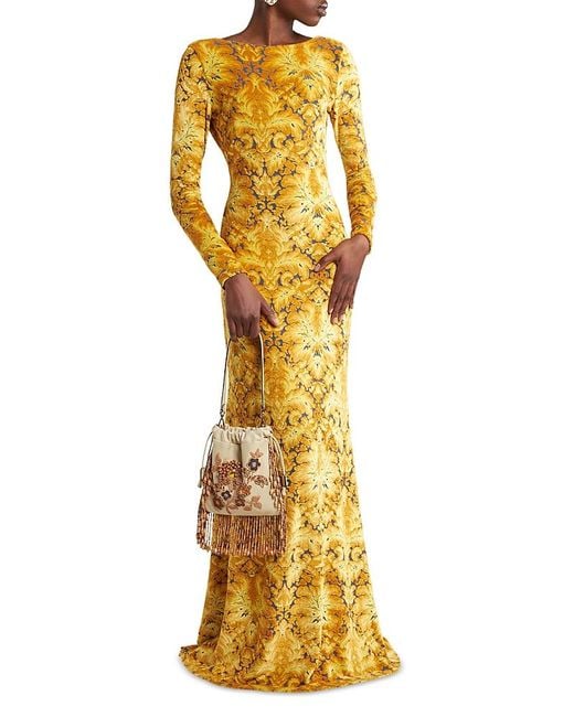 Etro Metallic Long Sleeve Gown