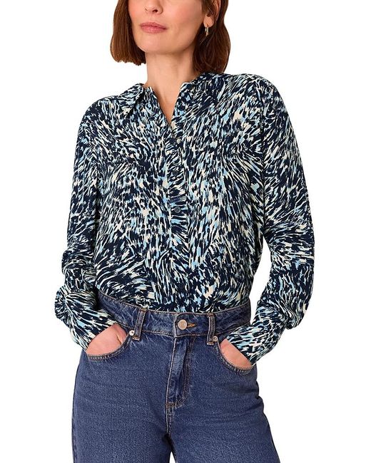 Whistles Blue Leopard Swirl Print Shirt