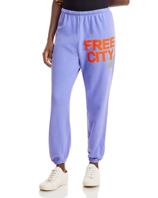 FREE CITY Cotton Logo Sweatpants in Blue | Lyst